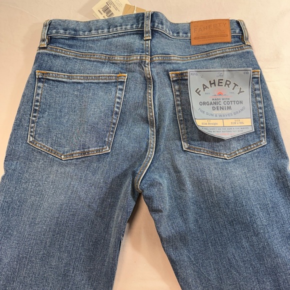 Faherty Men’s Organic Cotton Slim Straight Jeans Blue 31x30 $198 Elk Wash NWT